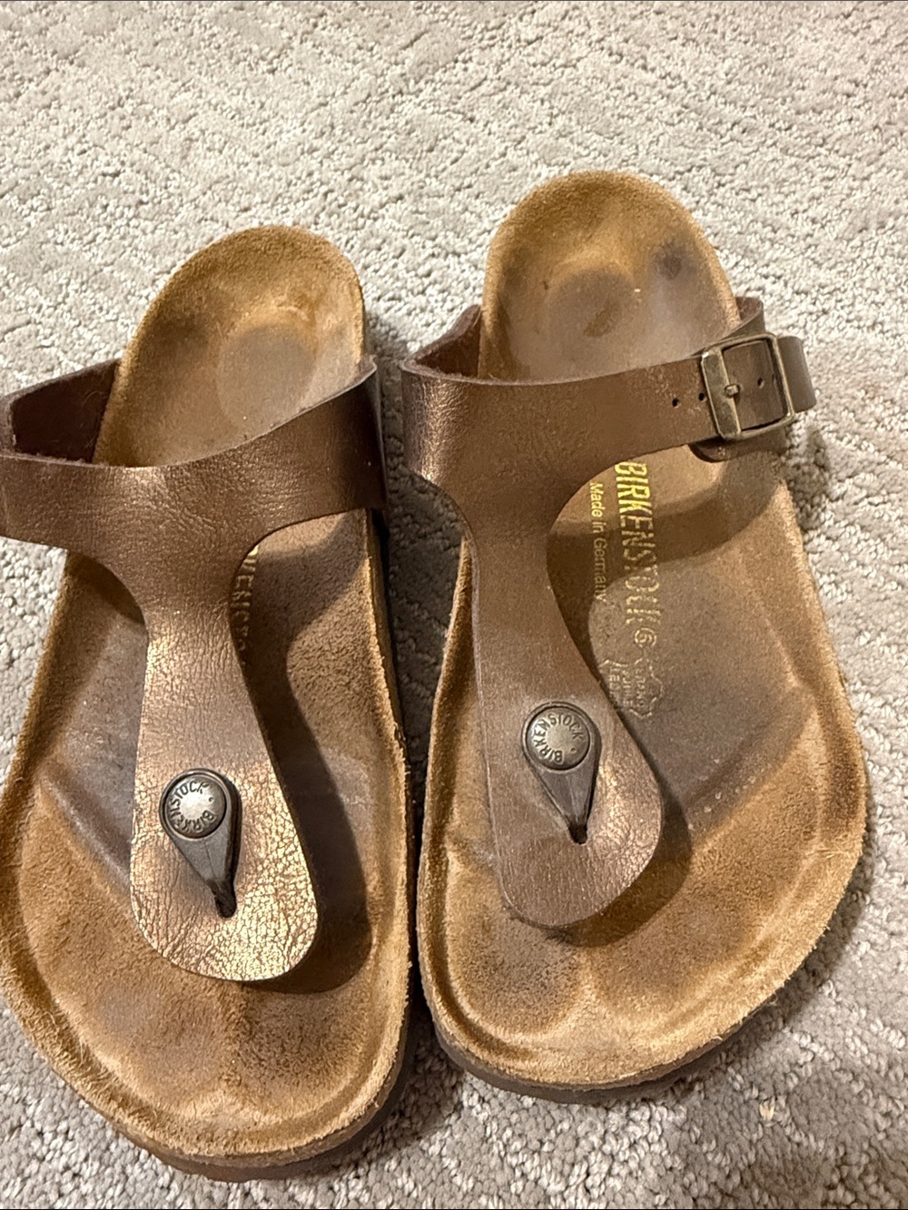 Birkenstock Brown Suede Toe-Post Sandals with Buckle size 38